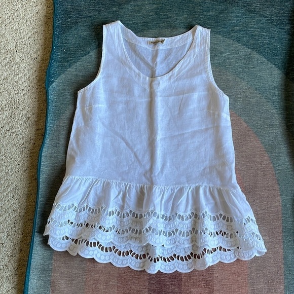 Valentina Naldi White Eyelet 100% Linen Top - Picture 5 of 9